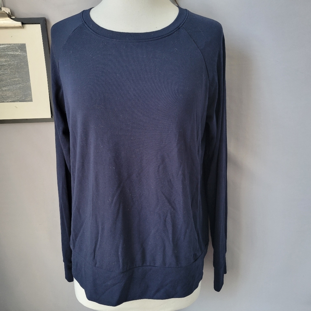 Cozy Earth Brushed Bamboo Soft Pullover Long Sleeve Crew Sweatshirt Navy S - Picture 1 of 14